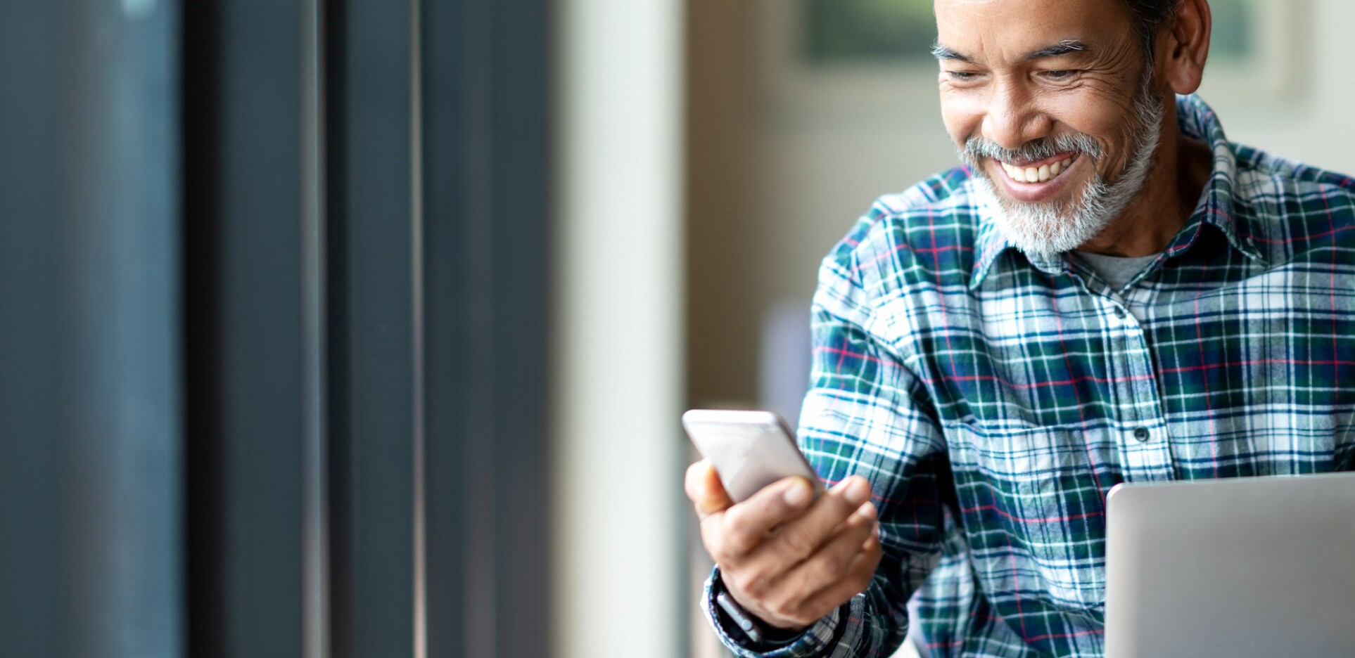 User looking at cell phone